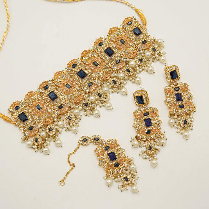 Glamorous Zircones Semi Choker Set - tlmjewels