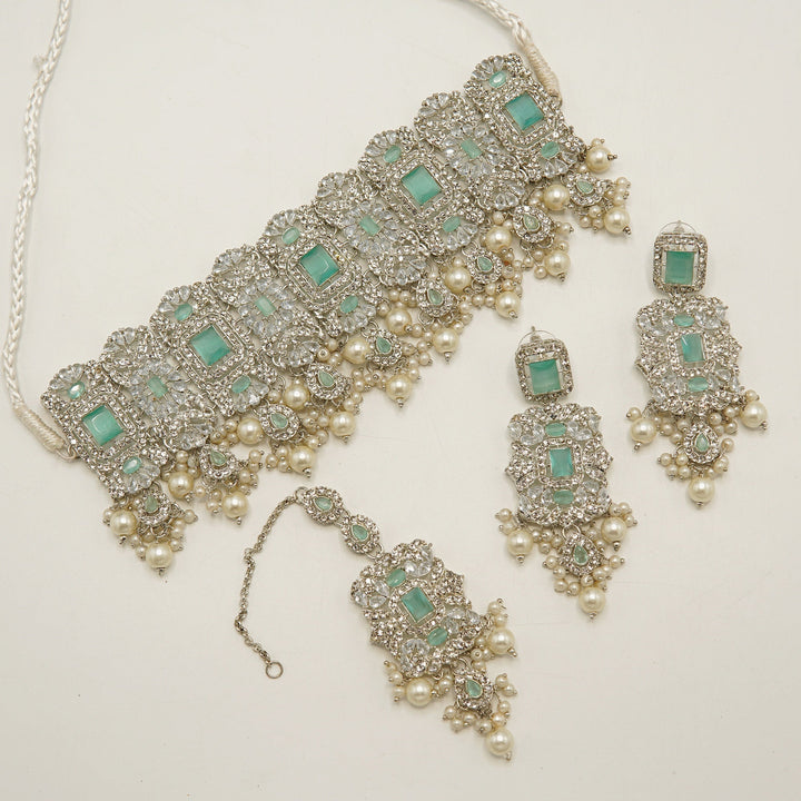 Glamorous Zircones Semi Choker Set - tlmjewels