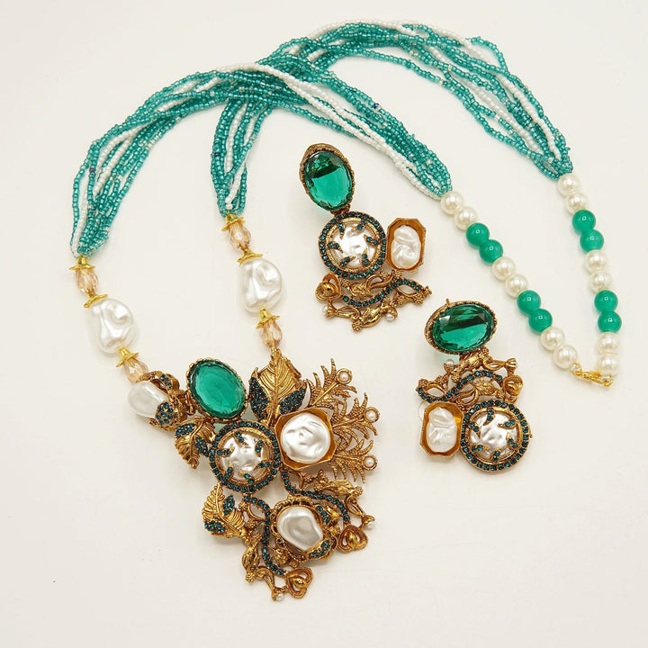 Glowing Mother Of Pearl Mala Set - tlmjewels
