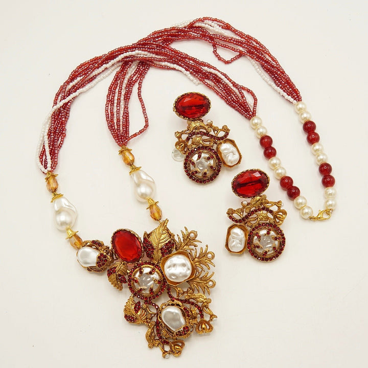 Glowing Mother Of Pearl Mala Set - tlmjewels