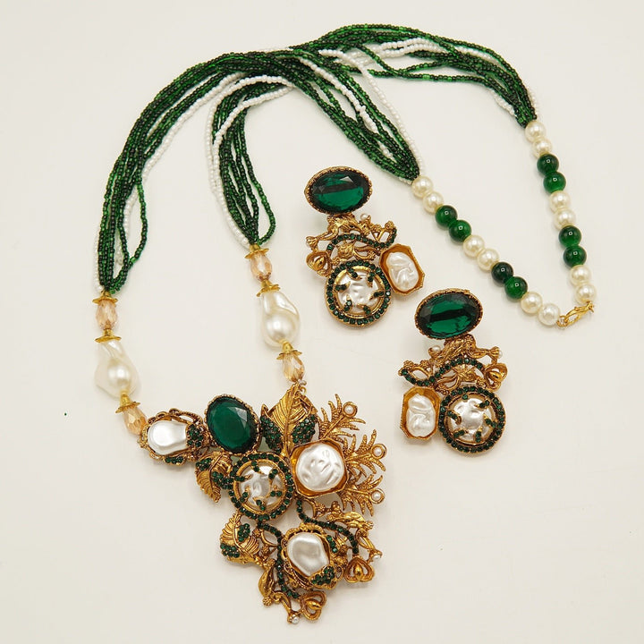 Glowing Mother Of Pearl Mala Set - tlmjewels