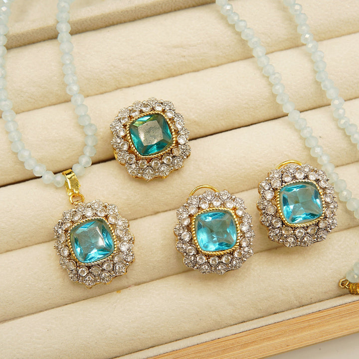 Gold Plated Side Zircones Doublets Combo Set - tlmjewels
