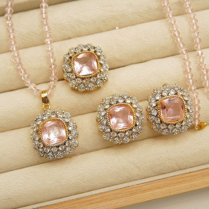 Gold Plated Side Zircones Doublets Combo Set - tlmjewels
