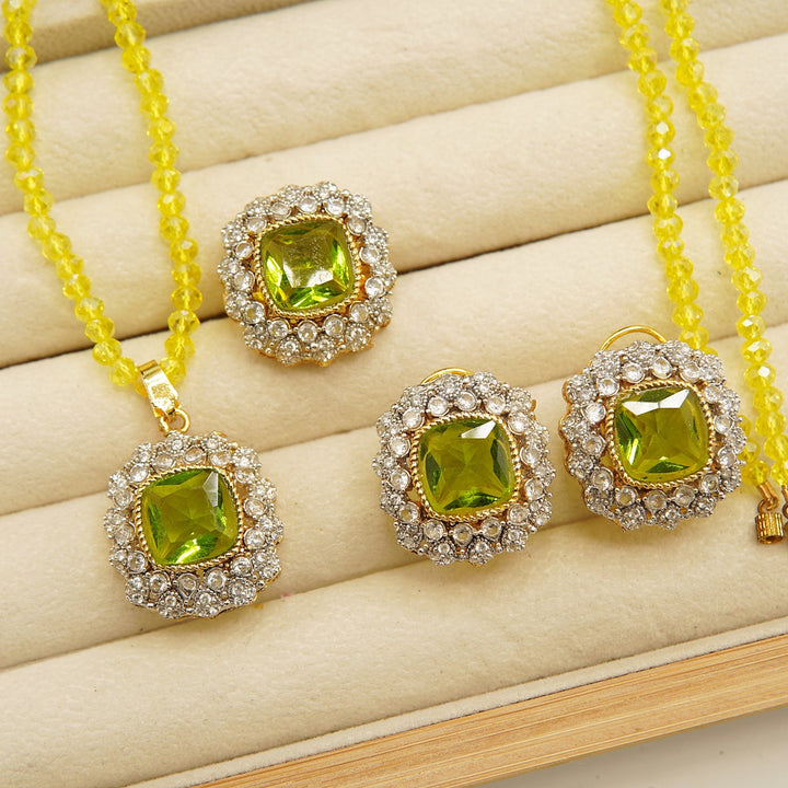 Gold Plated Side Zircones Doublets Combo Set - tlmjewels