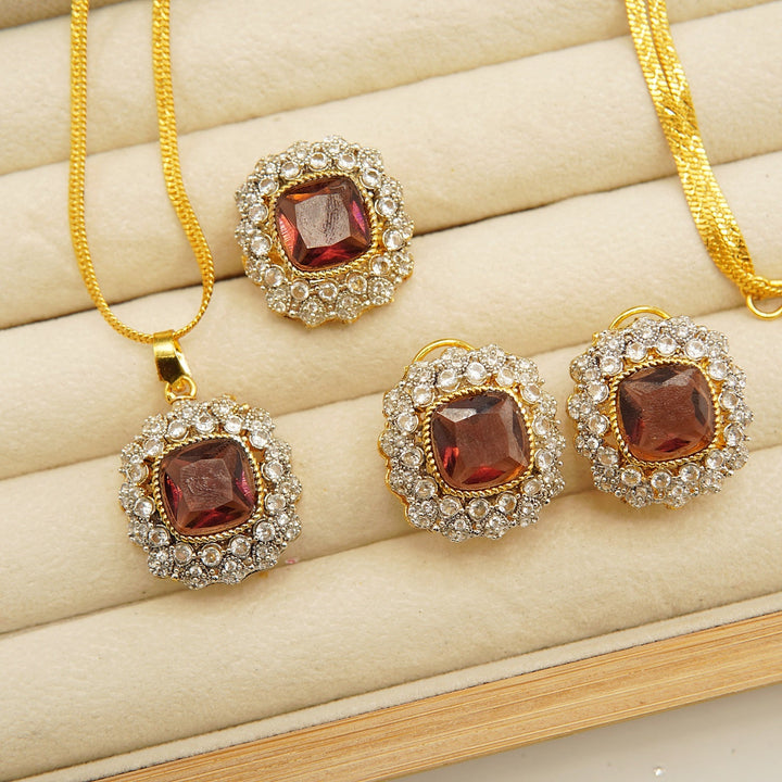 Gold Plated Side Zircones Doublets Combo Set - tlmjewels