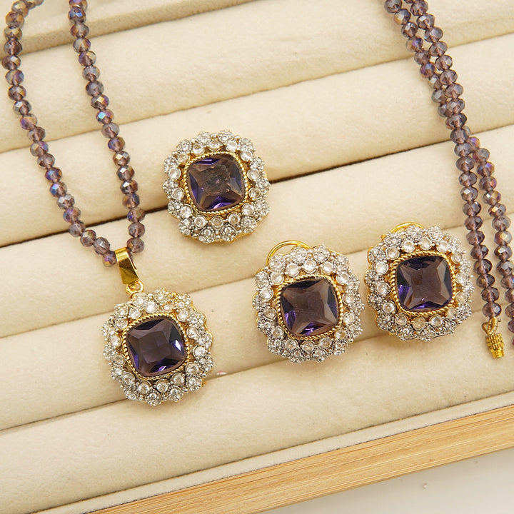 Gold Plated Side Zircones Doublets Combo Set - tlmjewels