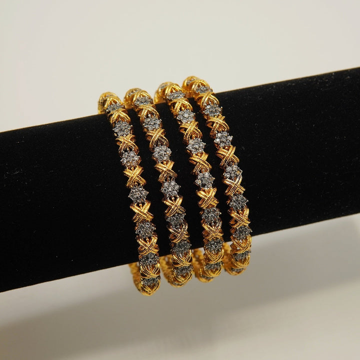 Gold Plated Trendy Diamond Cut Churi Set - tlmjewels