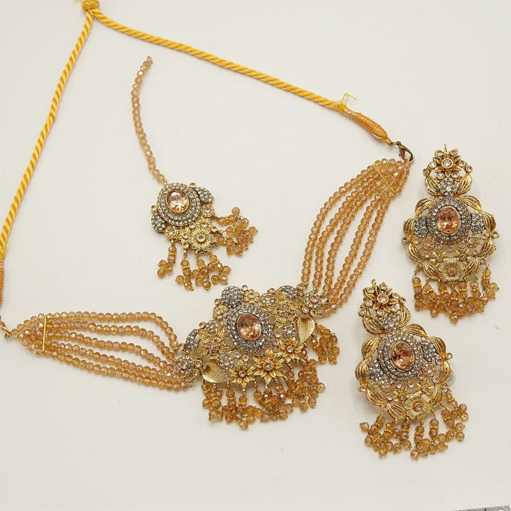 Gold Plated Zircone Choker Set - tlmjewels