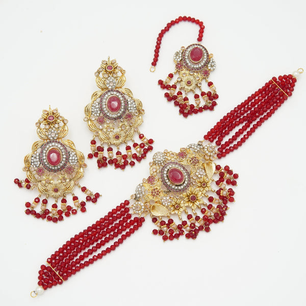 Gold Plated Zircone Choker Set - tlmjewels