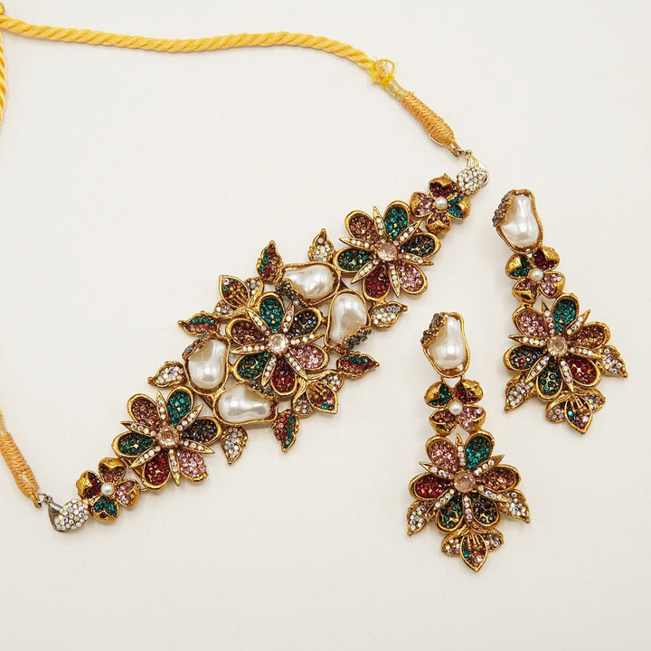 Hand Crafted Mother Of Pearl Choker Set - tlmjewels