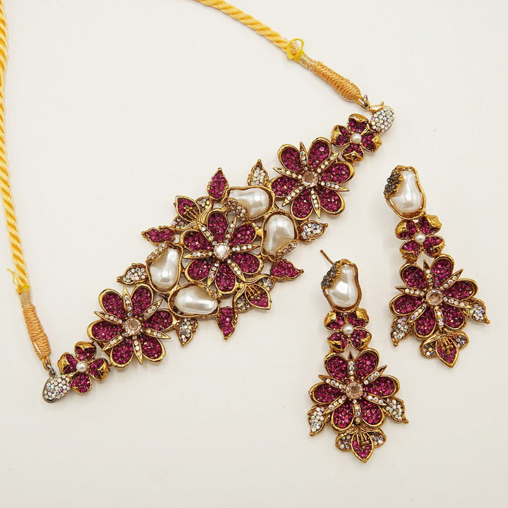 Hand Crafted Mother Of Pearl Choker Set - tlmjewels