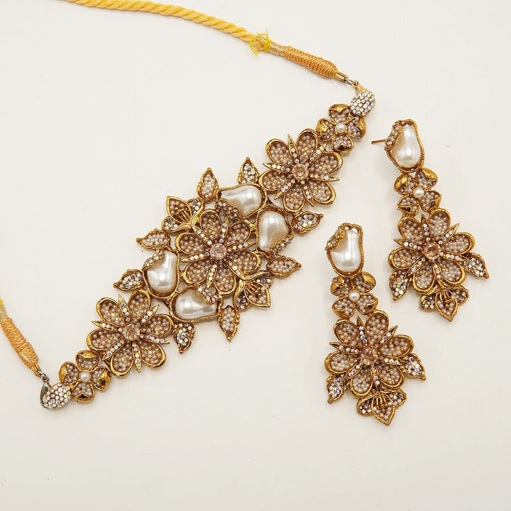 Hand Crafted Mother Of Pearl Choker Set - tlmjewels