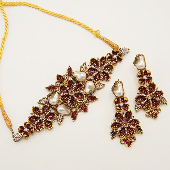 Hand Crafted Mother Of Pearl Choker Set - tlmjewels