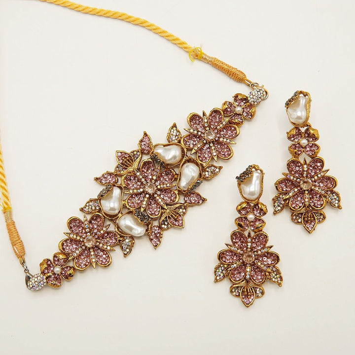 Hand Crafted Mother Of Pearl Choker Set - tlmjewels