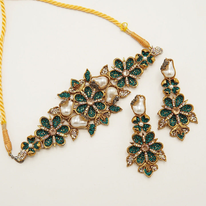 Hand Crafted Mother Of Pearl Choker Set - tlmjewels