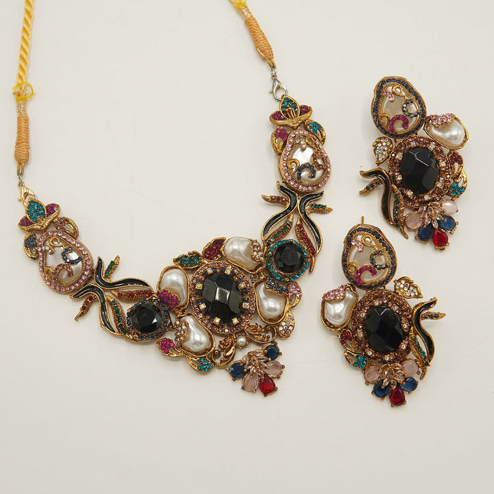 Hand Crafted Turkish Mother Of Pearl Necklace Set - tlmjewels