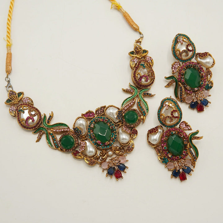 Hand Crafted Turkish Mother Of Pearl Necklace Set - tlmjewels