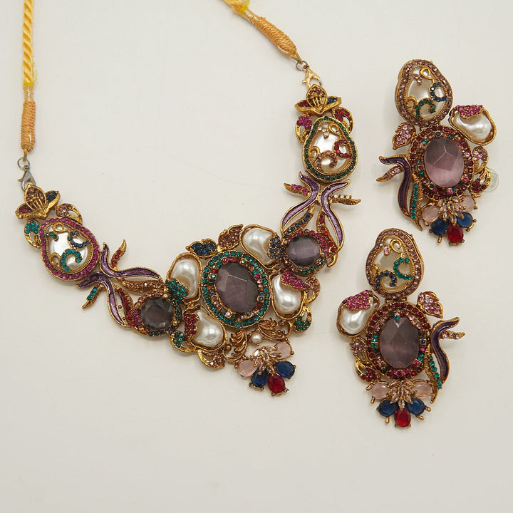 Hand Crafted Turkish Mother Of Pearl Necklace Set - tlmjewels