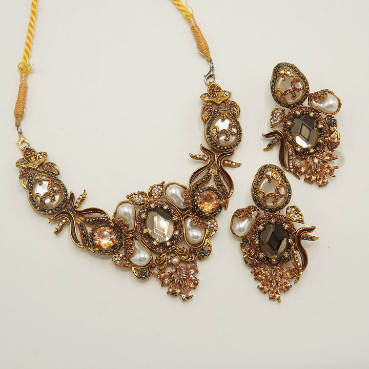 Hand Crafted Turkish Mother Of Pearl Necklace Set - tlmjewels