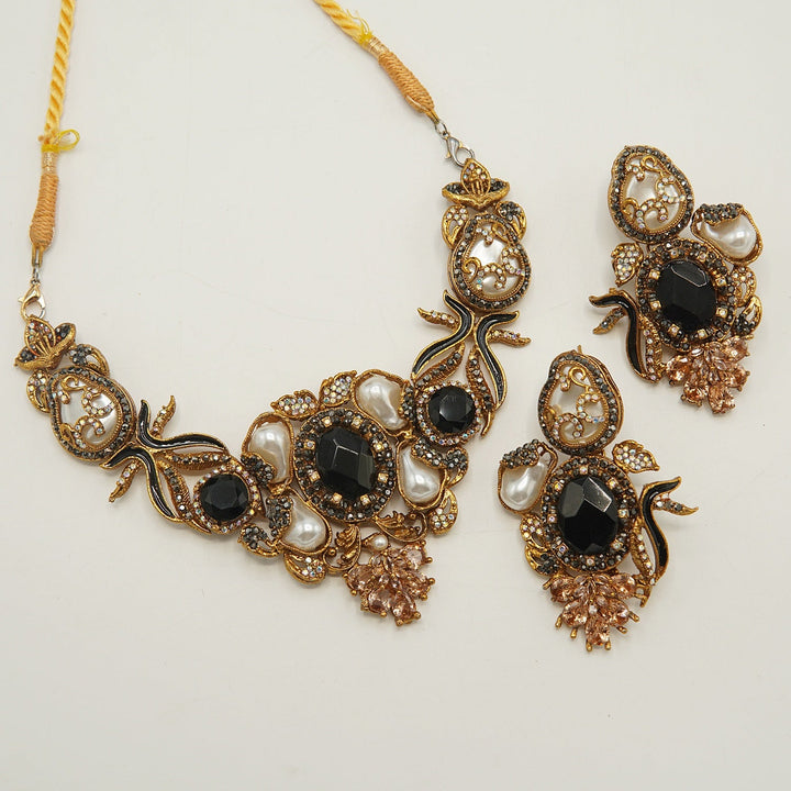 Hand Crafted Turkish Mother Of Pearl Necklace Set - tlmjewels