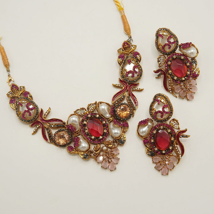 Hand Crafted Turkish Mother Of Pearl Necklace Set - tlmjewels