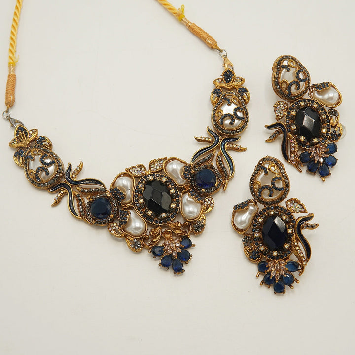 Hand Crafted Turkish Mother Of Pearl Necklace Set - tlmjewels