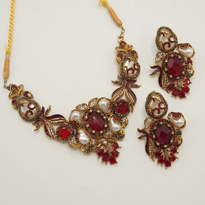 Hand Crafted Turkish Mother Of Pearl Necklace Set - tlmjewels