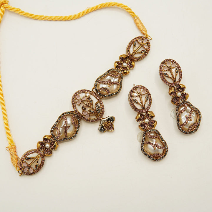 Light Pink Mother Of Pearl Sleek Choker Set - tlmjewels