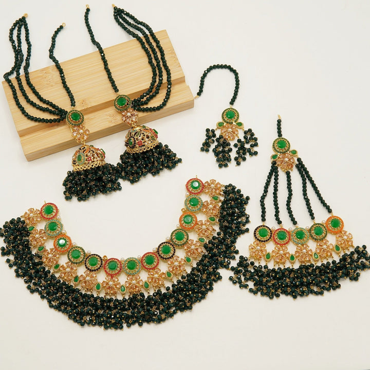 Luxury Gold Plated Nauratan Bridal Set - tlmjewels
