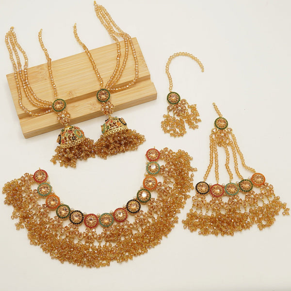 Luxury Gold Plated Nauratan Bridal Set - tlmjewels