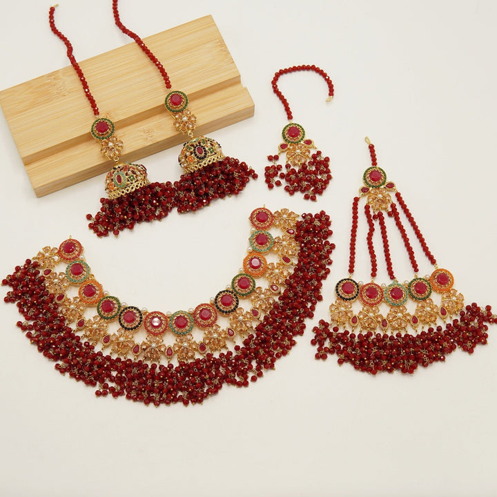 Luxury Gold Plated Nauratan Bridal Set - tlmjewels