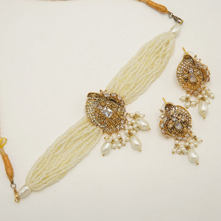 Madarasi Look Rice Pearls Choker Set - tlmjewels
