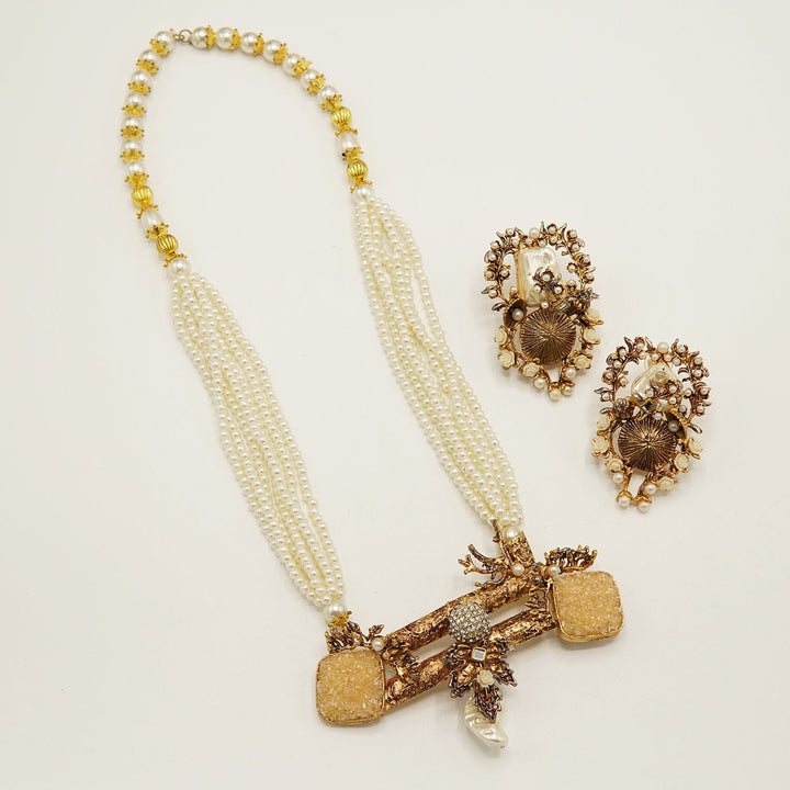 Madrasi Mother Of Pearl Royal Mala - tlmjewels