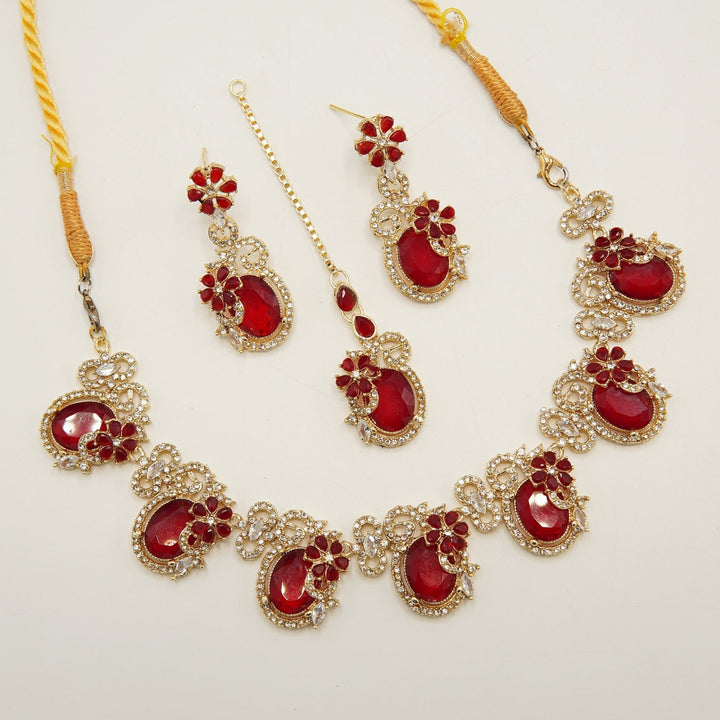 Matte Gold Doublets Necklace Set - tlmjewels