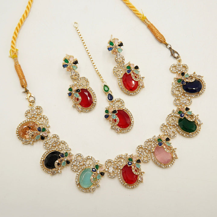 Matte Gold Doublets Necklace Set - tlmjewels