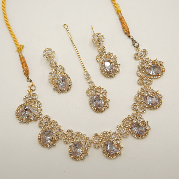 Matte Gold Doublets Necklace Set - tlmjewels