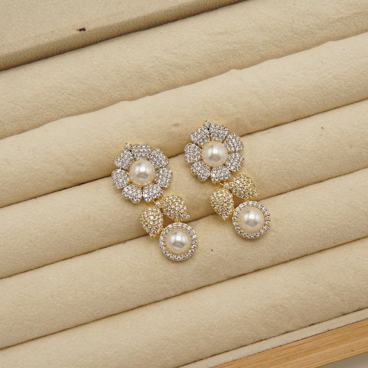 Micro Zircone Two Tone Studs Earrings - tlmjewels