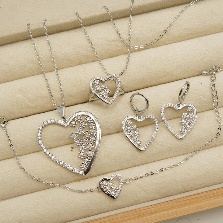 Micro Zircones Heart Shape Combo With Bracelet - tlmjewels