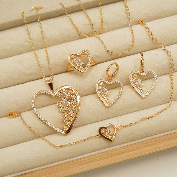 Micro Zircones Heart Shape Combo With Bracelet - tlmjewels
