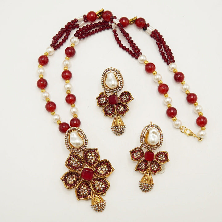 M.O.P Doublets Pendant Mala Set - tlmjewels