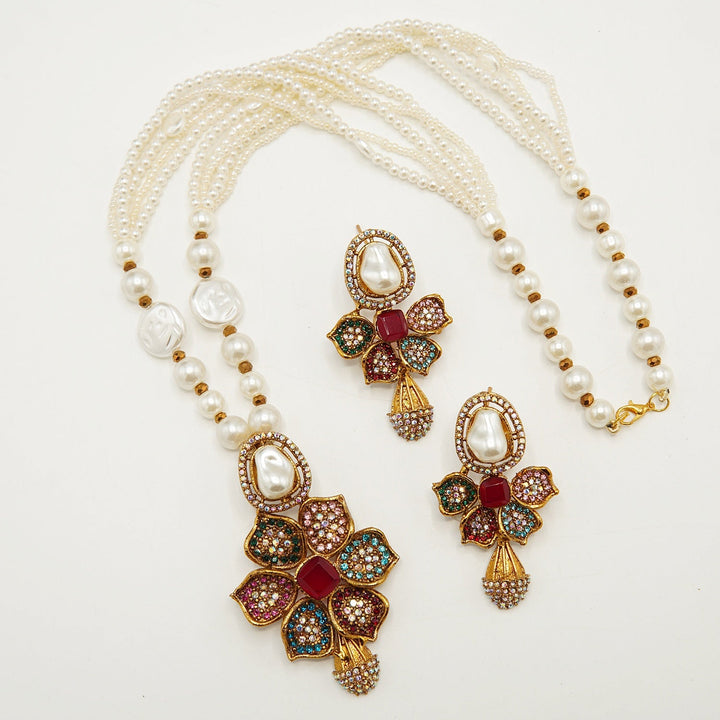 M.O.P Doublets Pendant Mala Set - tlmjewels