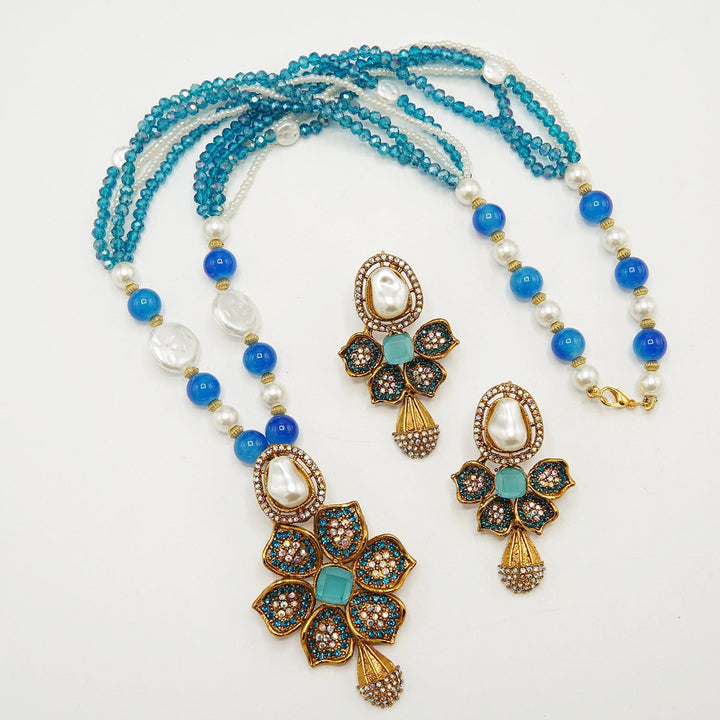 M.O.P Doublets Pendant Mala Set - tlmjewels