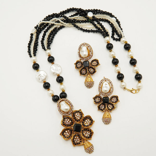 M.O.P Doublets Pendant Mala Set - tlmjewels