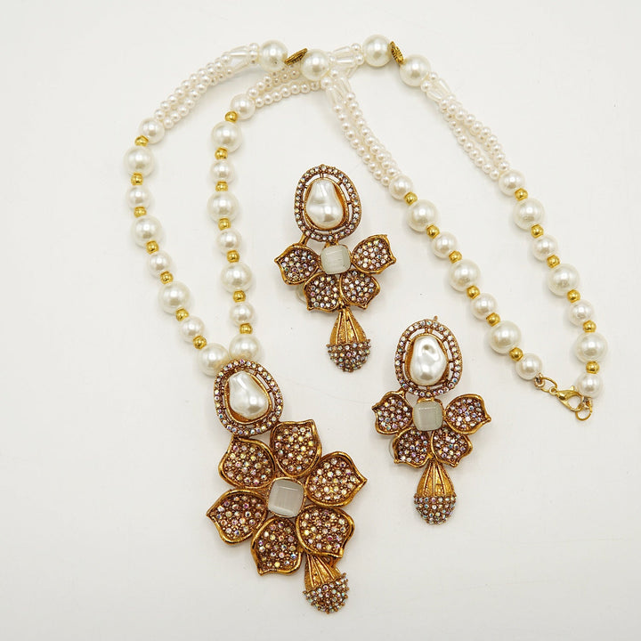 M.O.P Doublets Pendant Mala Set - tlmjewels