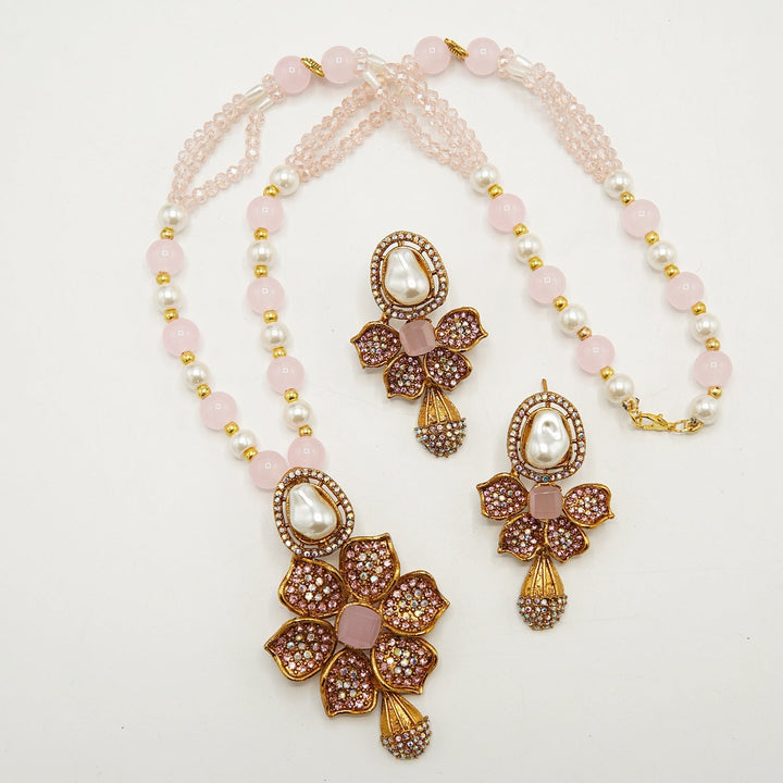 M.O.P Doublets Pendant Mala Set - tlmjewels