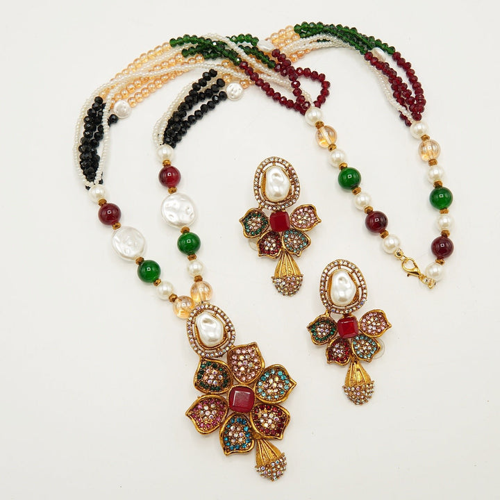 M.O.P Doublets Pendant Mala Set - tlmjewels