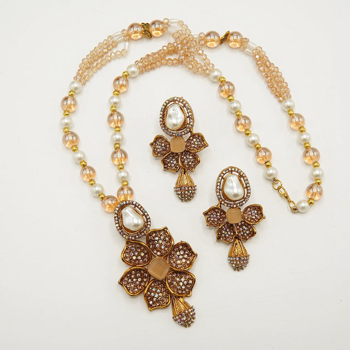 M.O.P Doublets Pendant Mala Set - tlmjewels
