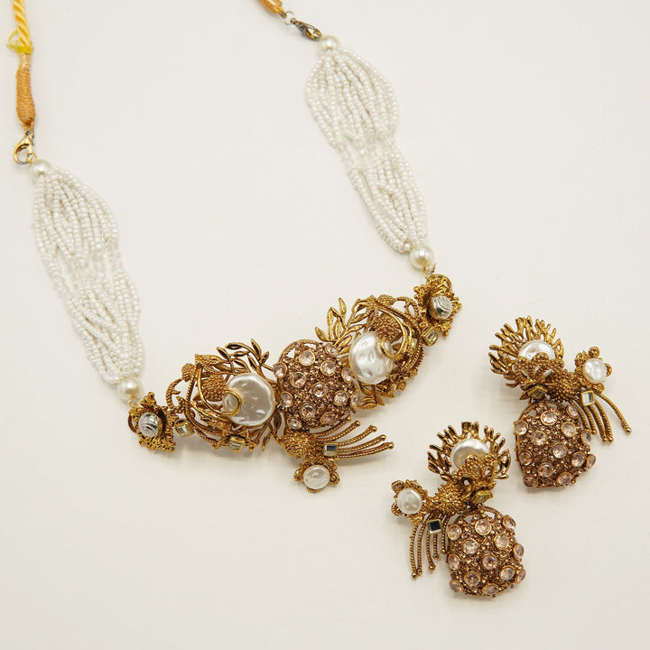 Mother Of Pearl Designer Choker Set - tlmjewels