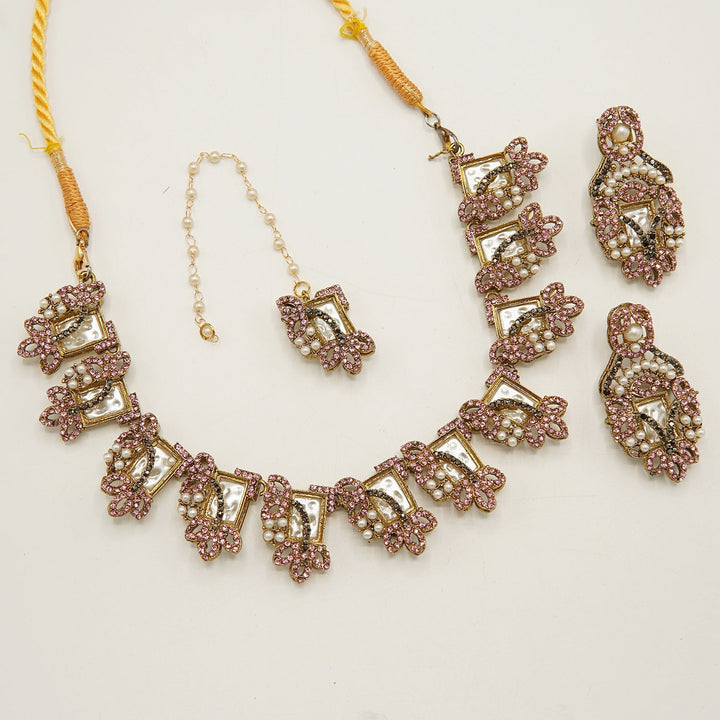 Mother Of Pearl Designer Necklace Set - tlmjewels