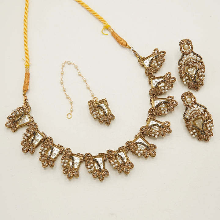 Mother Of Pearl Designer Necklace Set - tlmjewels